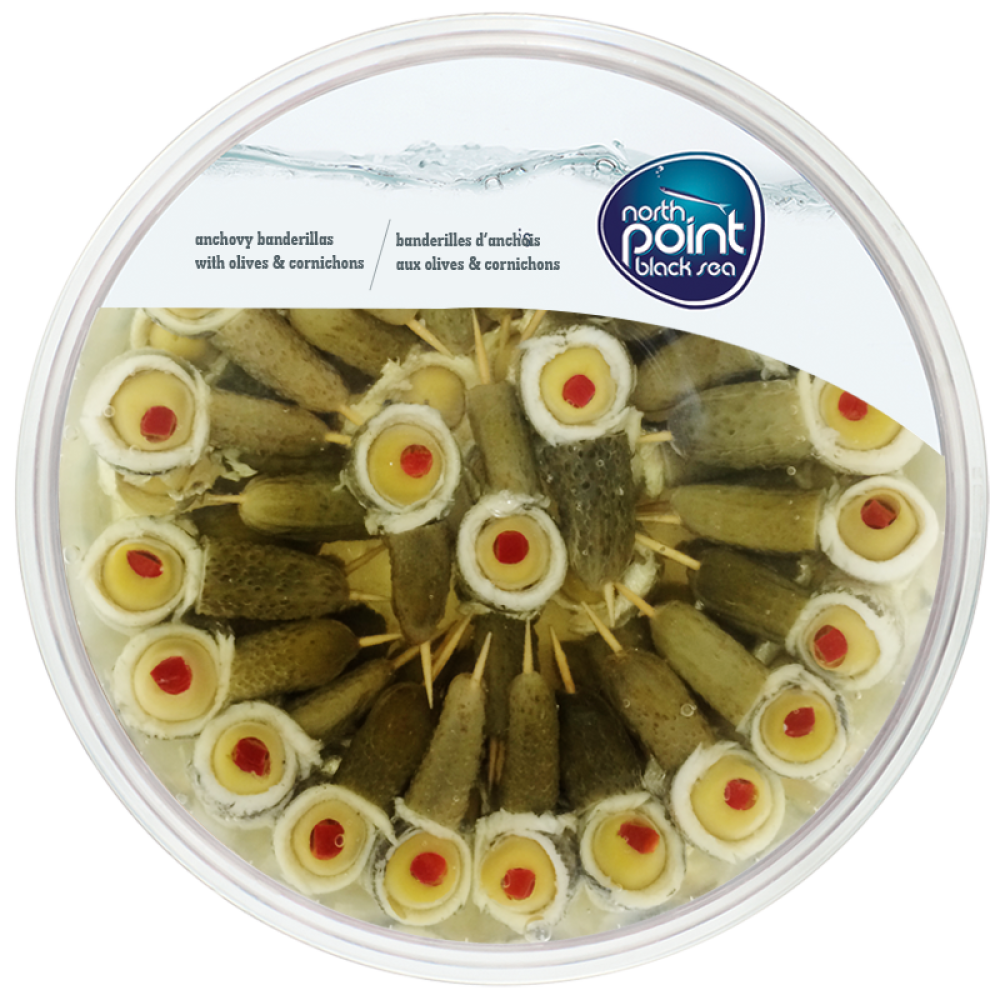 Kornişon & Zeytinli Hamsi Balığı Filetosu (Banderil)