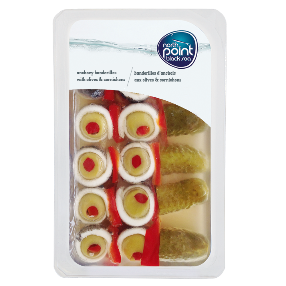 Kornişon & Zeytinli Hamsi Balığı Filetosu (Banderil)